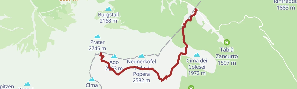 Route map: Via ferrata: Zandonella